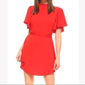 TCEC Red Fit and Flare Open Back Dress